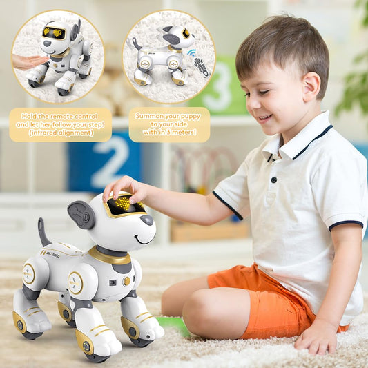 VATOS Robot Dog Kids Remote Control Toy - Interactive Touch and Follow Robot Dog with 17 functions, programmable dance music RC for girls 3-12 years