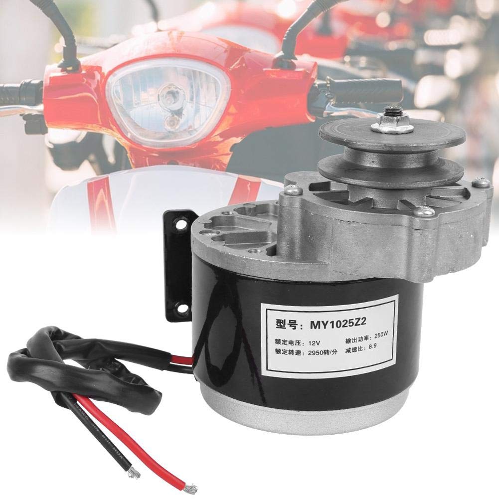 MAGT Gear Motor 12V 250W, High Performance Electric Motor Durable Pure Copper Pulley Gear Motor Accessory for Electric Scooter.