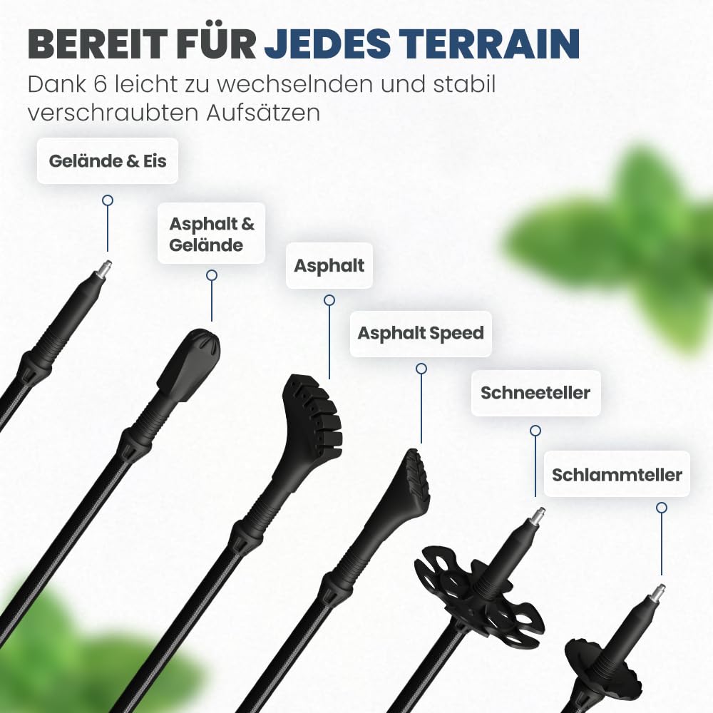 Steinwood Premium Carbon Trekking Poles - Telescopic Hiking Poles for Men and Women - Ultralight Carbon Walking Stick with Cork Grip and Rubber Tips Set