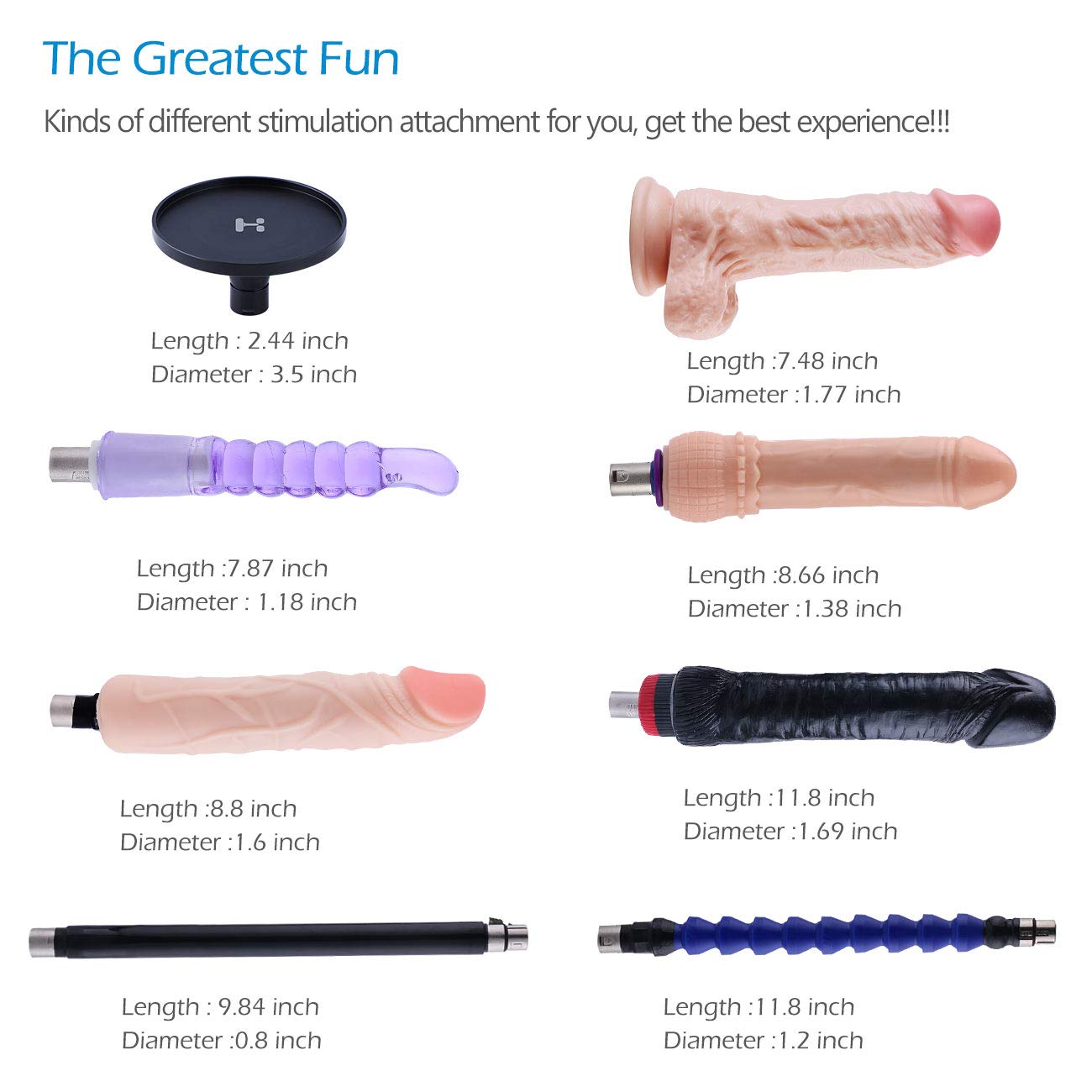 Sex machine, fuck machine with 8 accessories, diameter 8.9 cm Love machine adapter, adult sex toy for women vagina anal orgasm, 3XLR Huge penis for G-spot stimulation...