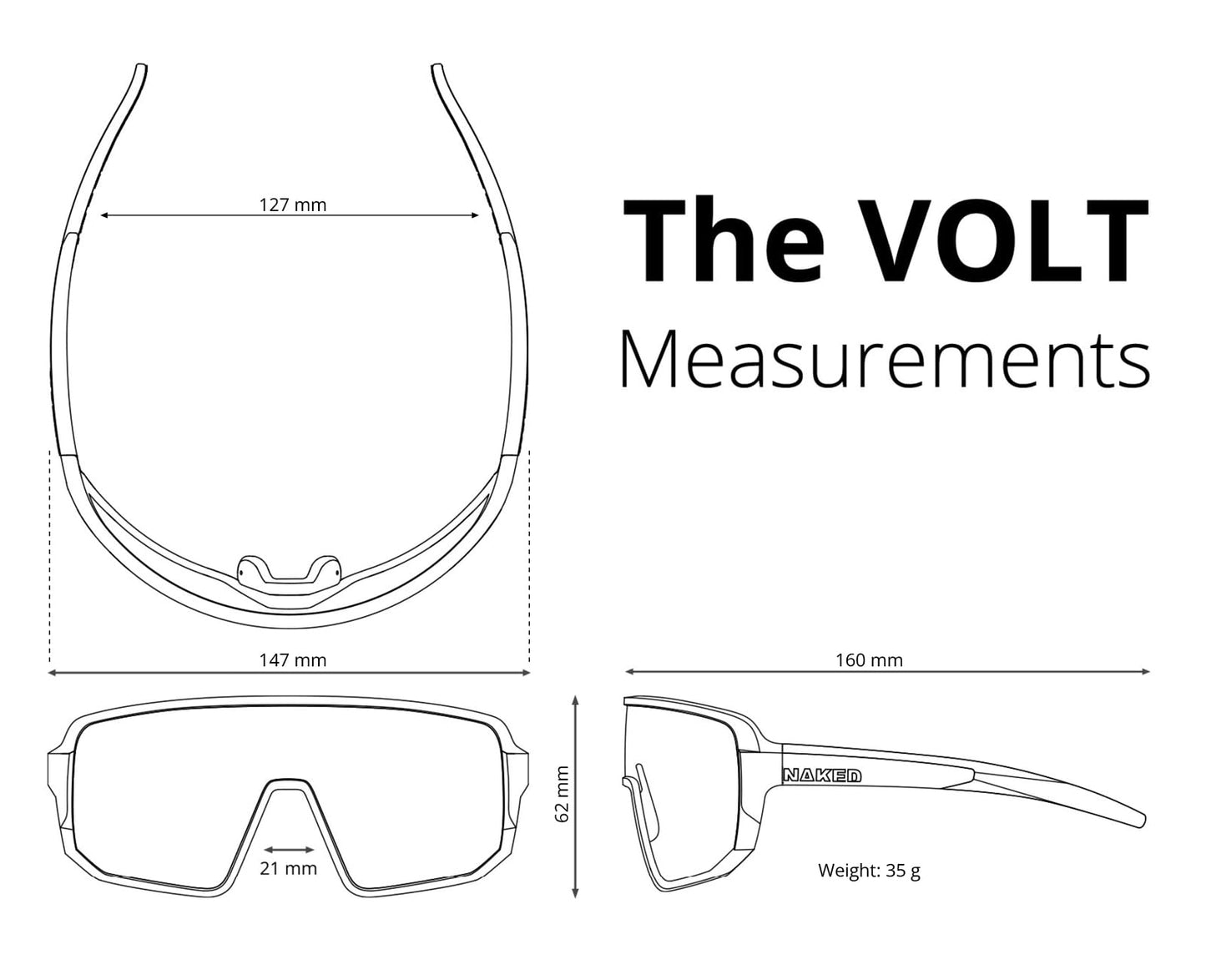 NAKED Optics VOLT sports sunglasses for men and women. UV400 protection, quick lenses, for cycling, running, and racing. Interchangeable lenses included. Color: White (Red lens).