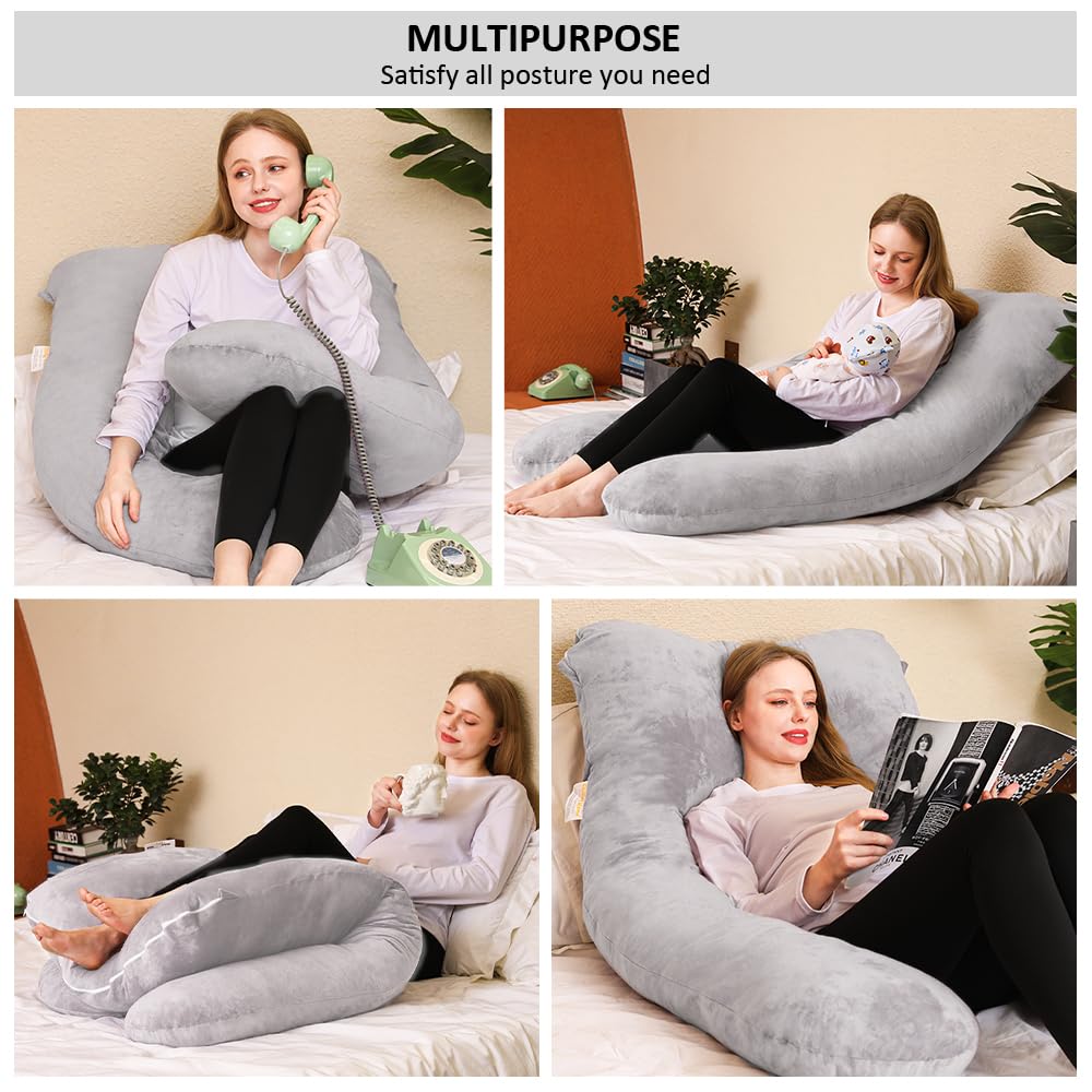 Chill Home Pregnancy Pillow, U Shape Side Sleeper Pillow with Cover U Pillow Nursing Pillow Large Storage Pillow, Pillow for Women and Side Sleepers (Memory Foam)