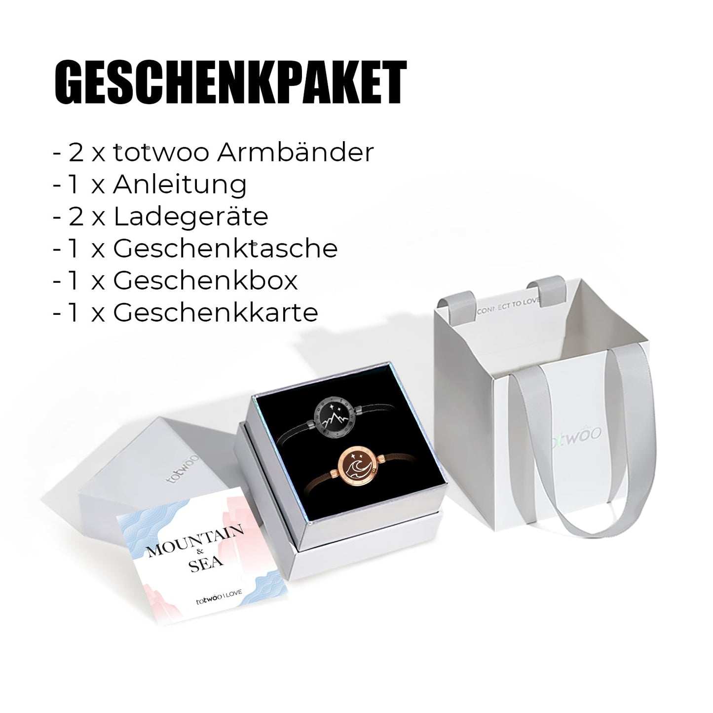 TOTWOO Couple Bracelet Couple Gifts Partner Bracelets with Touch Long Distance Relationship Gift Love Vibration & Lighting Bluetooth Pairing Jewelry