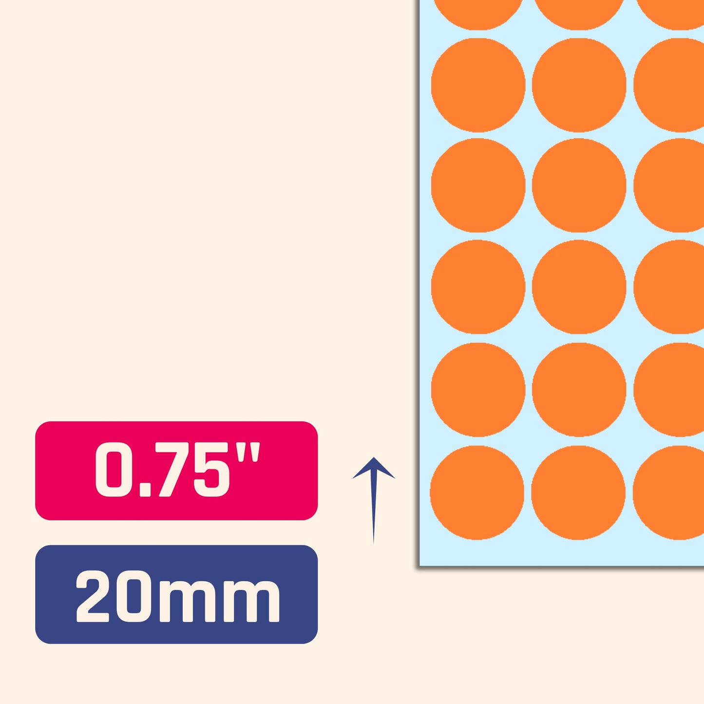8000 pieces, 20mm adhesive dots stickers labels marking points self-adhesive - Orange