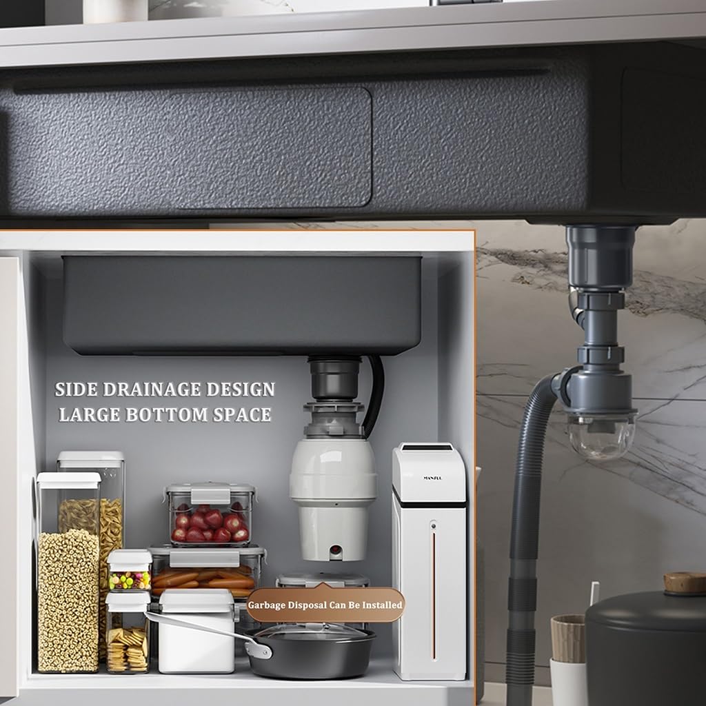 304 stainless steel waterfall sink with digital display, bar sink with tool holder, nano-coated workstation sink with pull-out faucet and cup washing system (size: 75 x 46 x 21 cm).