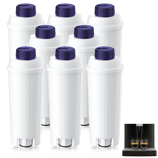 ARETHONE water filter for Delonghi coffee machines, replacement for De'Longhi water filter DLSC002, compatible with De'Longhi Magnifica S, Dinamica, Eletta Explorer, and ECAM series. 8 pieces in 1 pack.