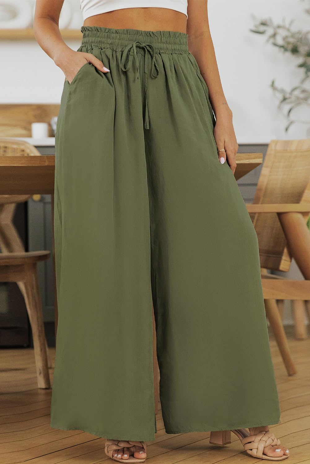 Byoauo Women's Summer Pants Light Loose Straight Wide Leg Trousers