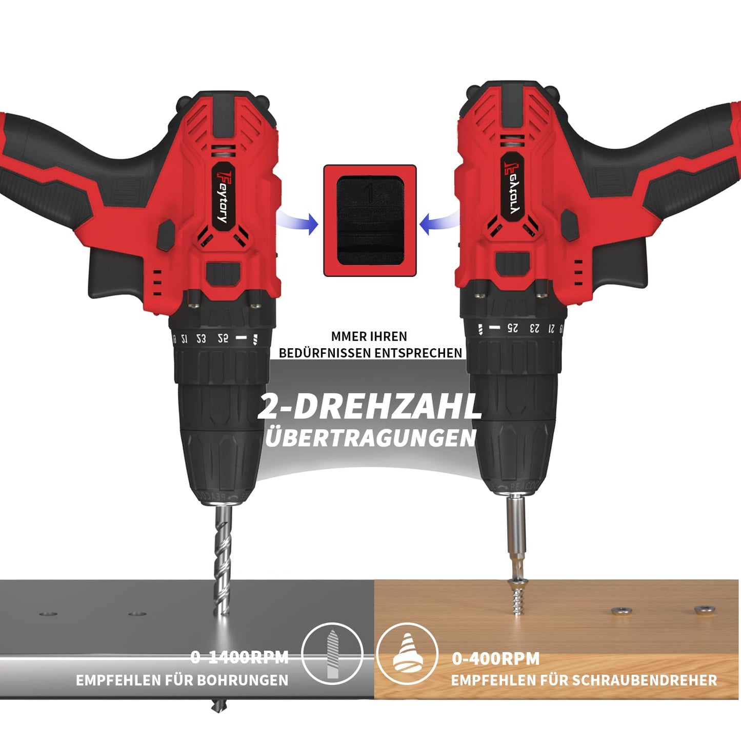 21V cordless drill with 1 battery 1500mAh, Red Mini cordless drill with hammer function, Battery drill driver 45Nm cordless drill 25+1 cordless screwdriver, 29pcs accessories and case