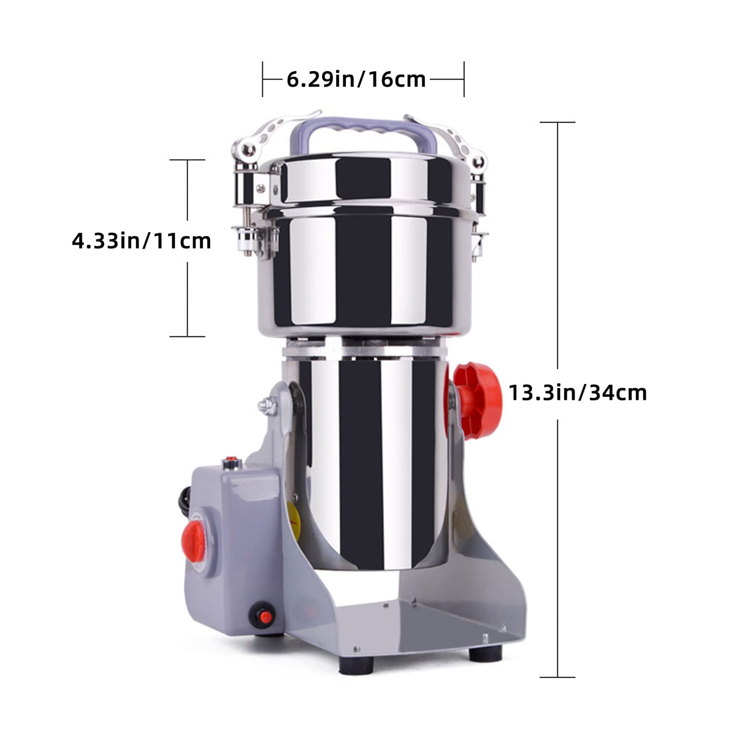 800g Electric Grain Mill, 2400W Grain Grinder Dry, Stainless Steel Machine Mill with Overload Protection & Open-Cover-Stop for Herbs/Grains/Spices