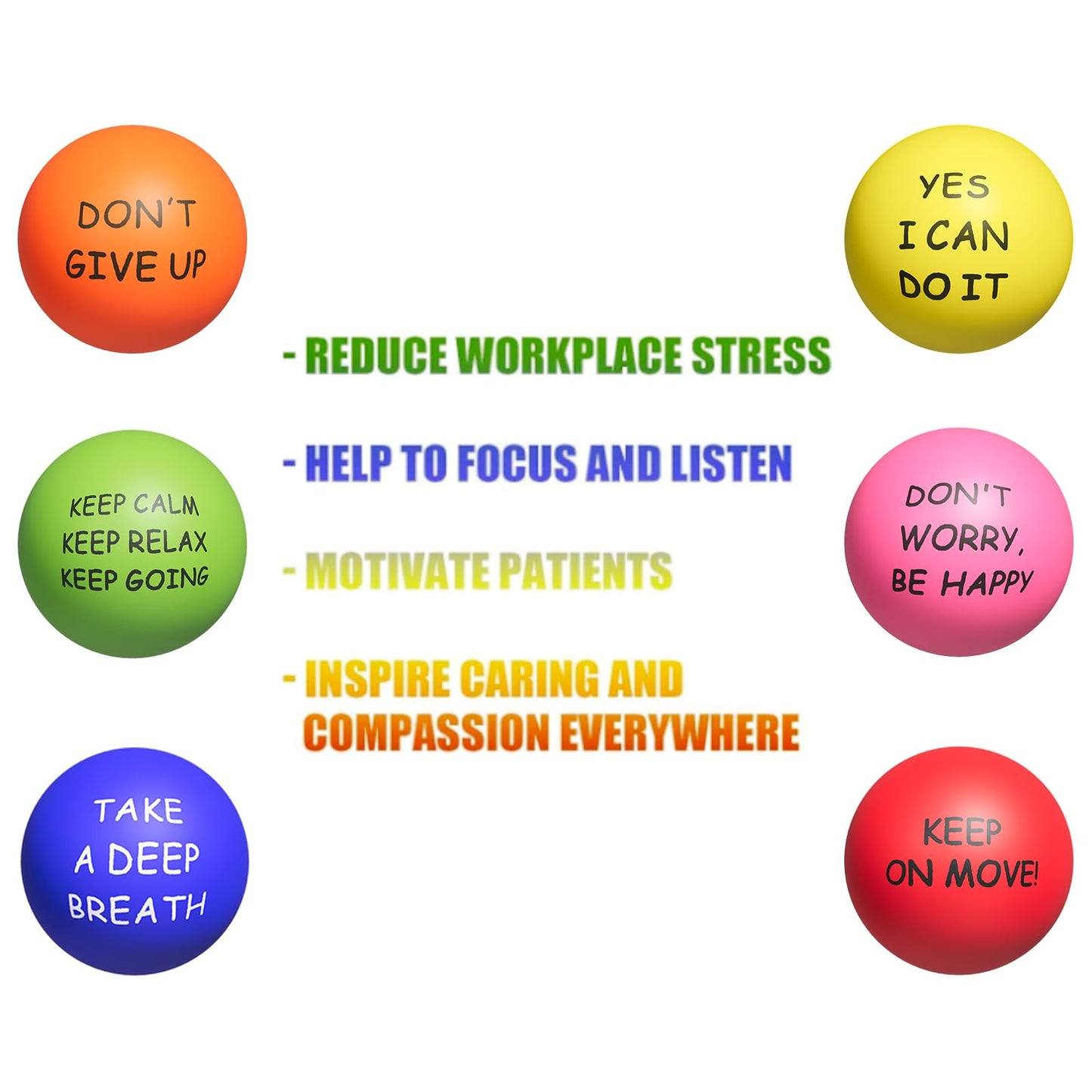 KDG Stress Ball Adult Motivational Stress Balls (6-pack) for kids and adults, stress relief balls with quotes to alleviate anxiety and anger as a gift.