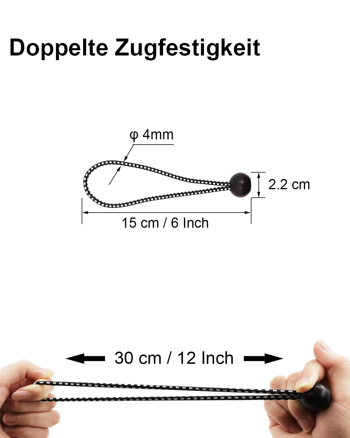 WMZOBH Elastic Ball Bungees 15cm, 100 pcs Tarp Ball Bungee Cords, Short Elastic Cords for Tarps, Tent Ball Bungees with Ball, Black Tarp Bungee Cords for Tents