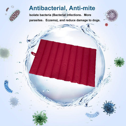 XIAPIA waterproof dog mat for outdoor use. Washable dog bed, antistatic, hygienic, foldable. Large pet travel blanket 110x68 cm (Red/Gray).