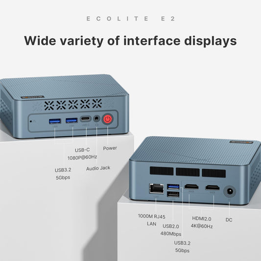 BOSGAME E2 Windows 11 Pro Business Mini-PC with AMD Ryzen 5 3550H, 4 cores, 8 threads, up to 3.7 GHz, 16 GB DDR4 RAM, 512 GB SSD, 4K@60Hz Triple Display, HDMI, Type-C, USB3.2, LAN, Wi-Fi 5, Bluetooth 5.0.