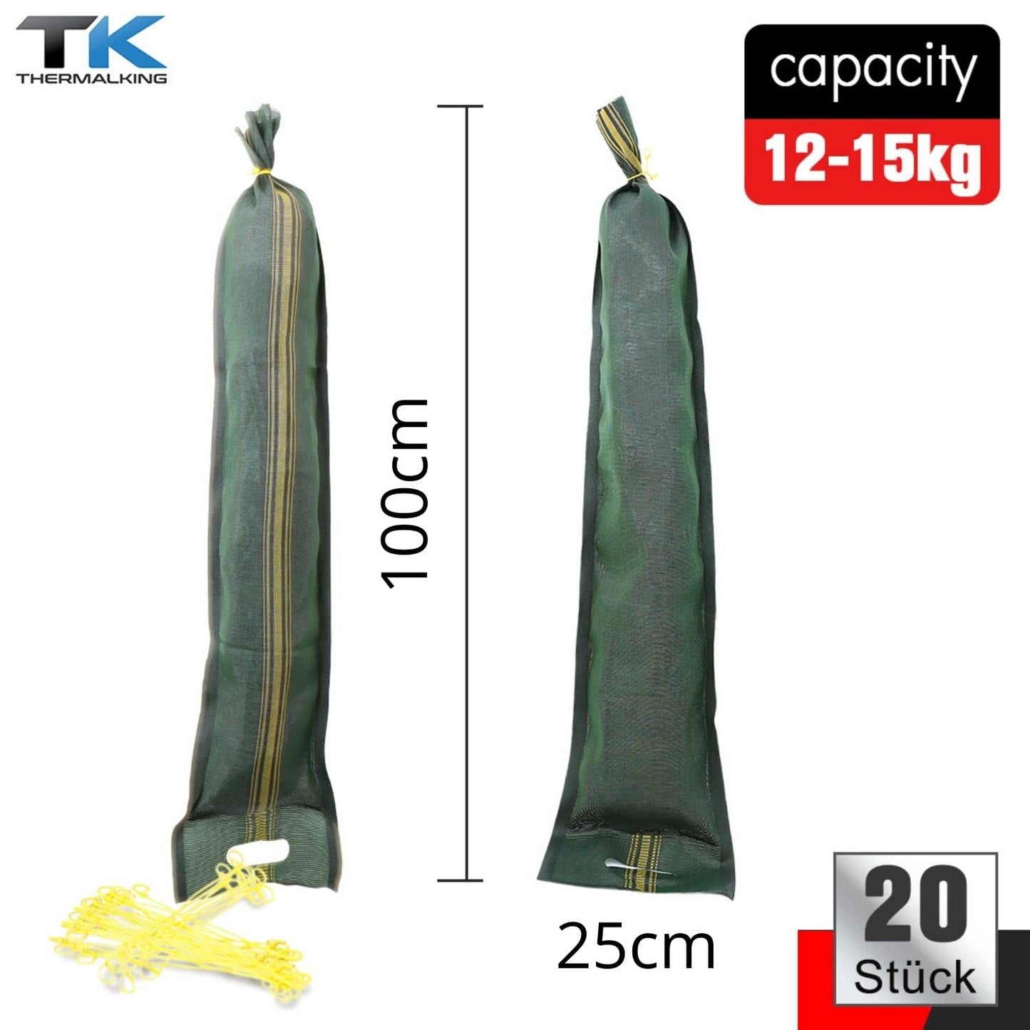 20 sandbags - flood protection sandbag - empty silo sandbags - silo bags water barrier flood (25 x 100 cm)