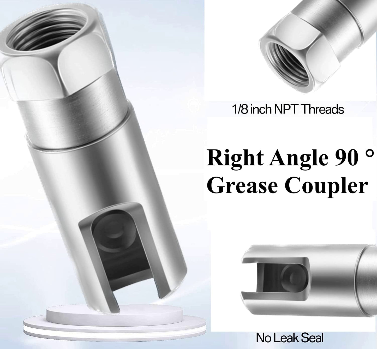 OKYOUK Minimal grease press coupling (only 1.3 cm), high-pressure coupling, quick-release grease tips with cleaning tool, suitable for all 1/8 inch NPT (grease adapter set kit)