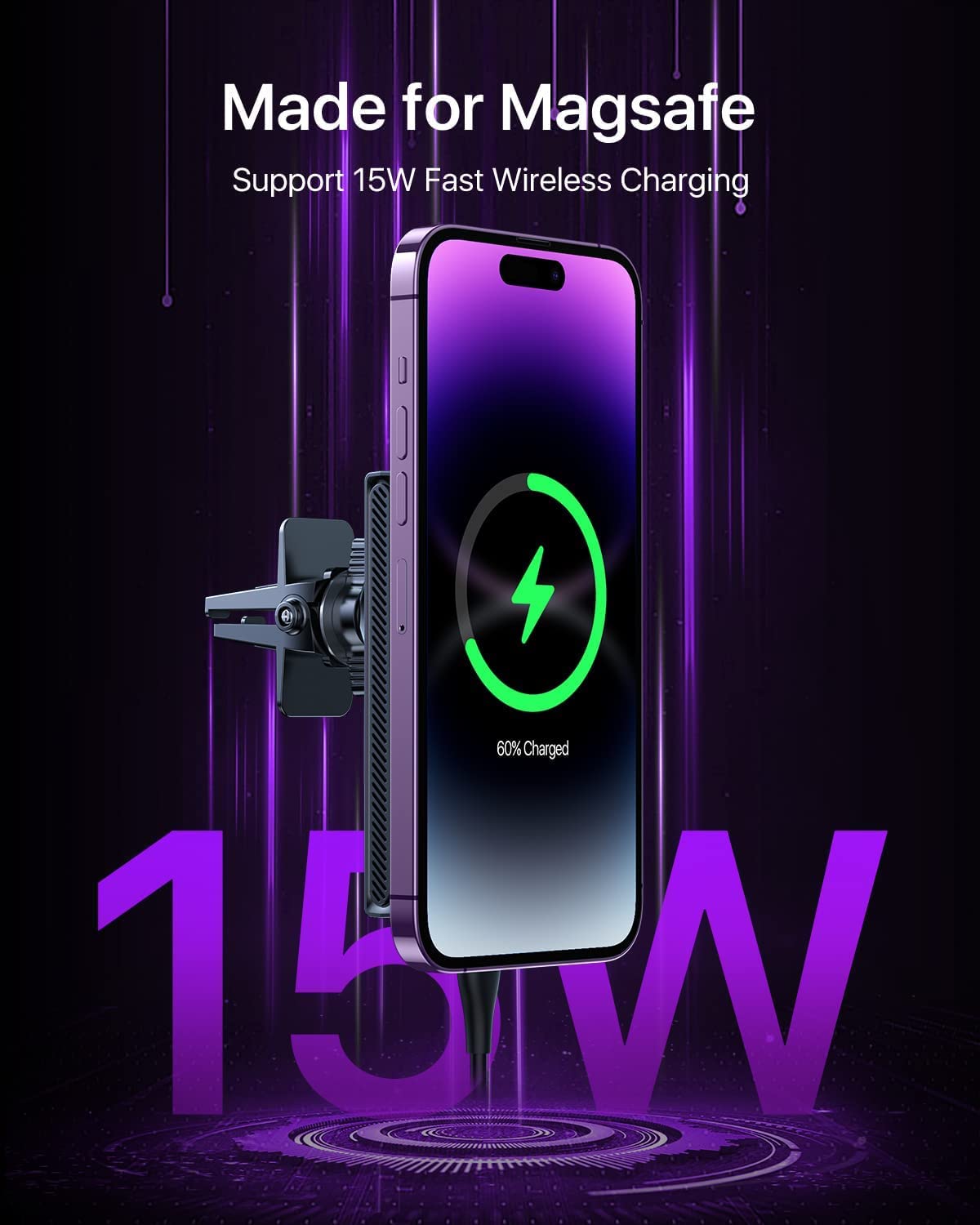 andobil mobile phone holder with MagSafe charging function. Suitable for iPhone 16 series with 15W wireless charging capability. KFZ Wireless Car Fast Charger Qi charger for iPhone 16/15/14/13/12 Pro Max.