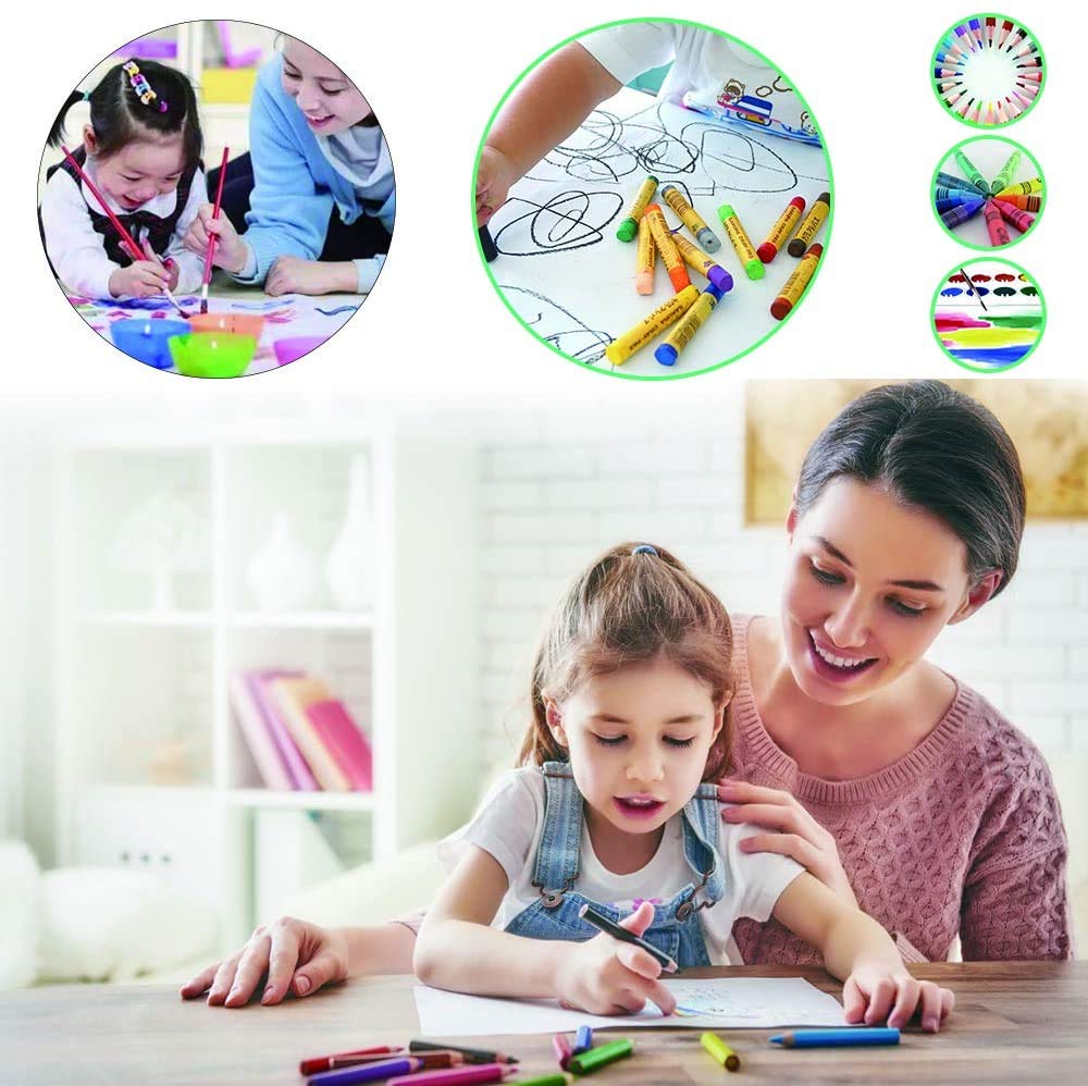MIAOKE 145-piece art set, painting set, Deluxe Mega Aluminum Box & Art Kit with colored pencils, markers, acrylic paints, wax crayons, HB pencils, watercolor cakes, brushes, 18-sheet sketchpad.
