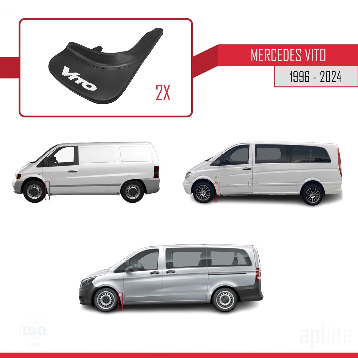 Alpine mudguards splash guard for Mercedes Vito Front + Rear 4-piece set