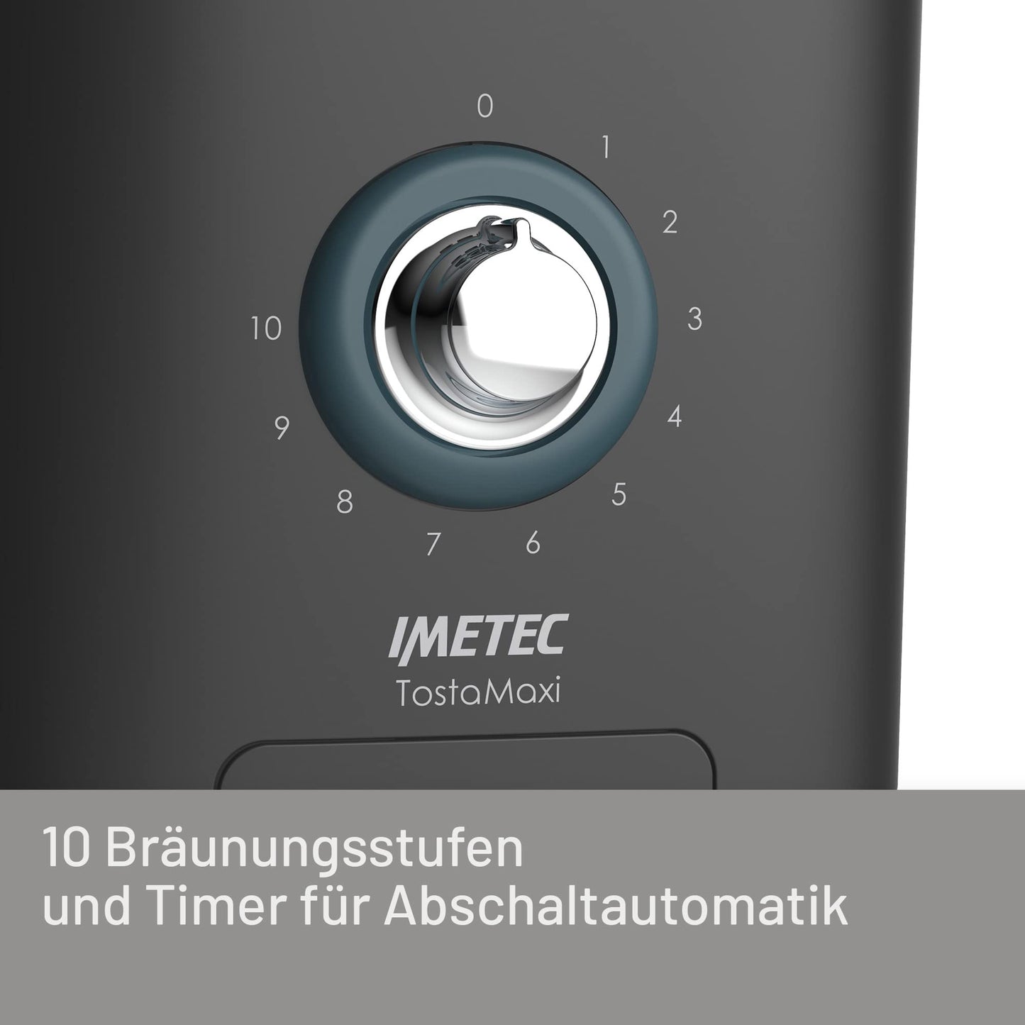 Imetec TostaMaxi Toaster, 2 extra-large slots and openable tongs for thick toast, 10 browning levels, timer with automatic shut-off, crumb tray, 600W.