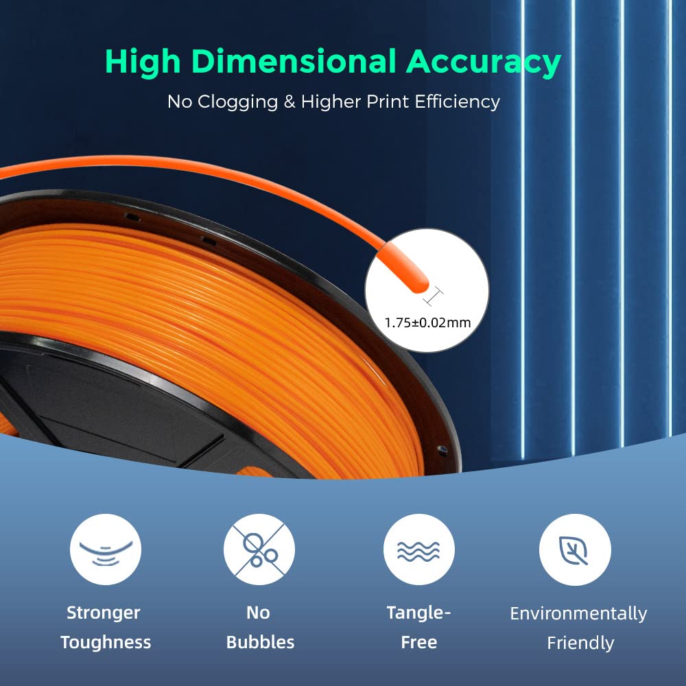 FLASHFORGE ABS PRO 3D Printer Filament, Durable and Heat-resistant Filaments, 1kg spool (2.2lbs), Dimensional Accuracy +/- 0.02mm, Strong and Long-lasting ABS Consumables (Orange)
