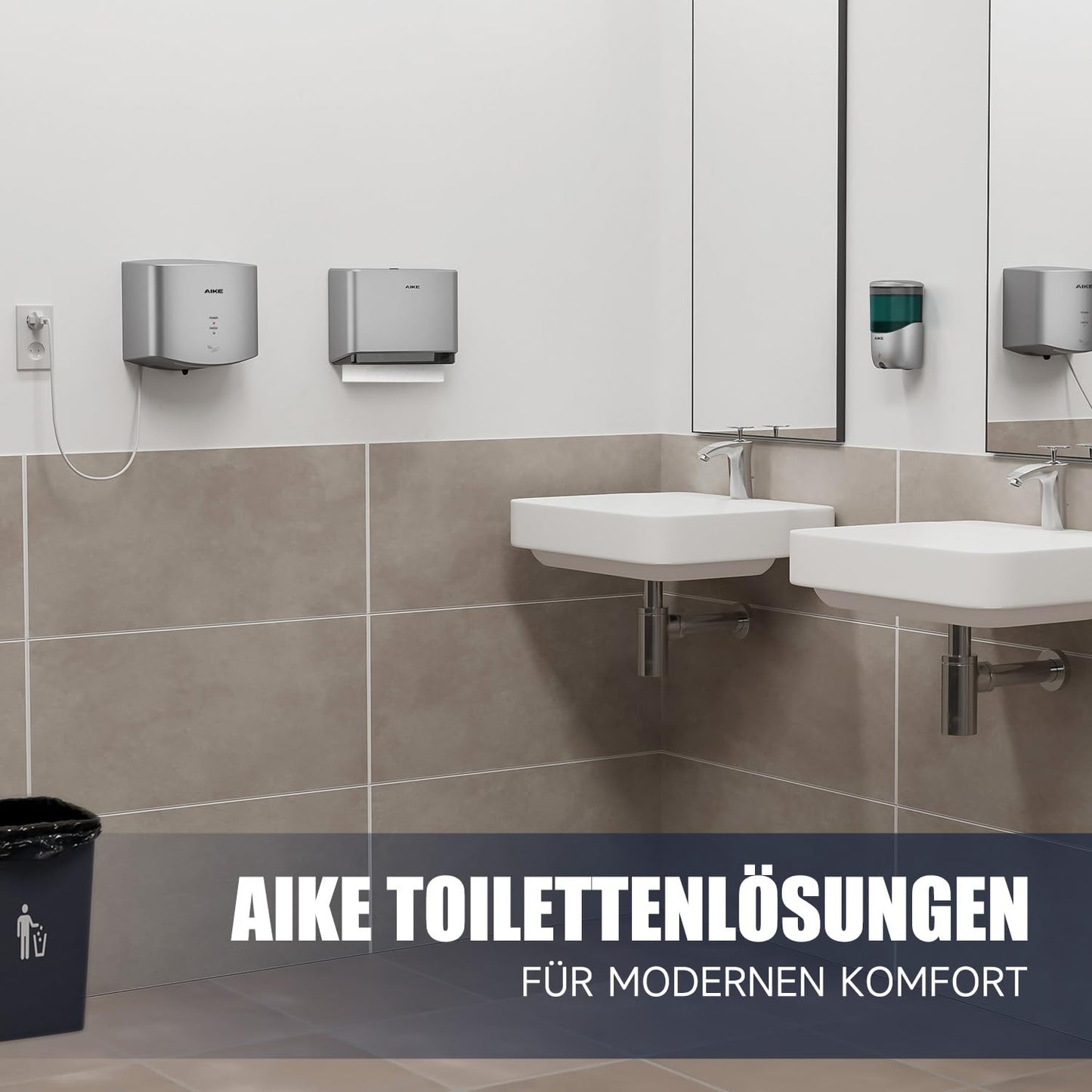 AIKE Paper Towel Dispenser Wall-Mounted without Drilling, compatible with Z/N-Fold and H2 for paper fold size 25.3 x 8 (cm) or smaller, holds 200 sheets of paper.