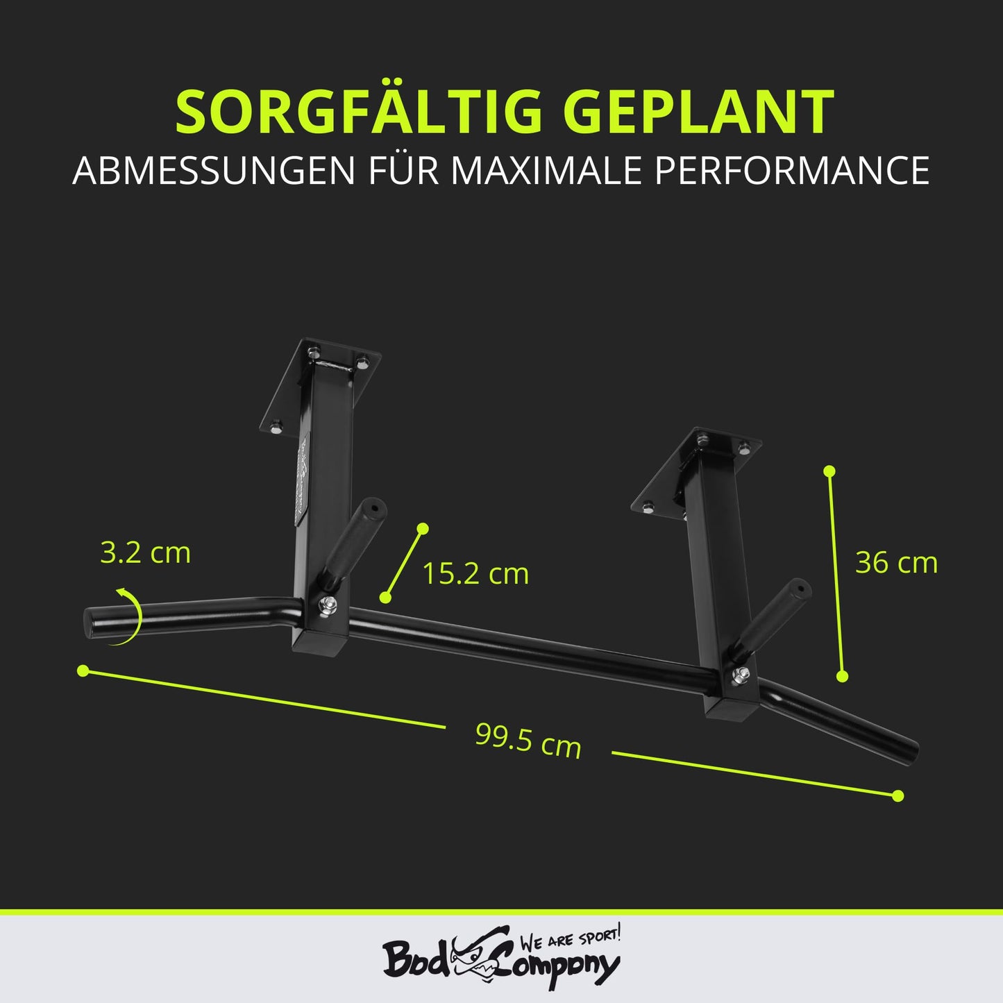 Bad Company pull-up bar for ceiling mounting, supports up to 350 kg - pull-up bar for ceiling with instructions and mounting material - for home or gym fitness - BCA-44