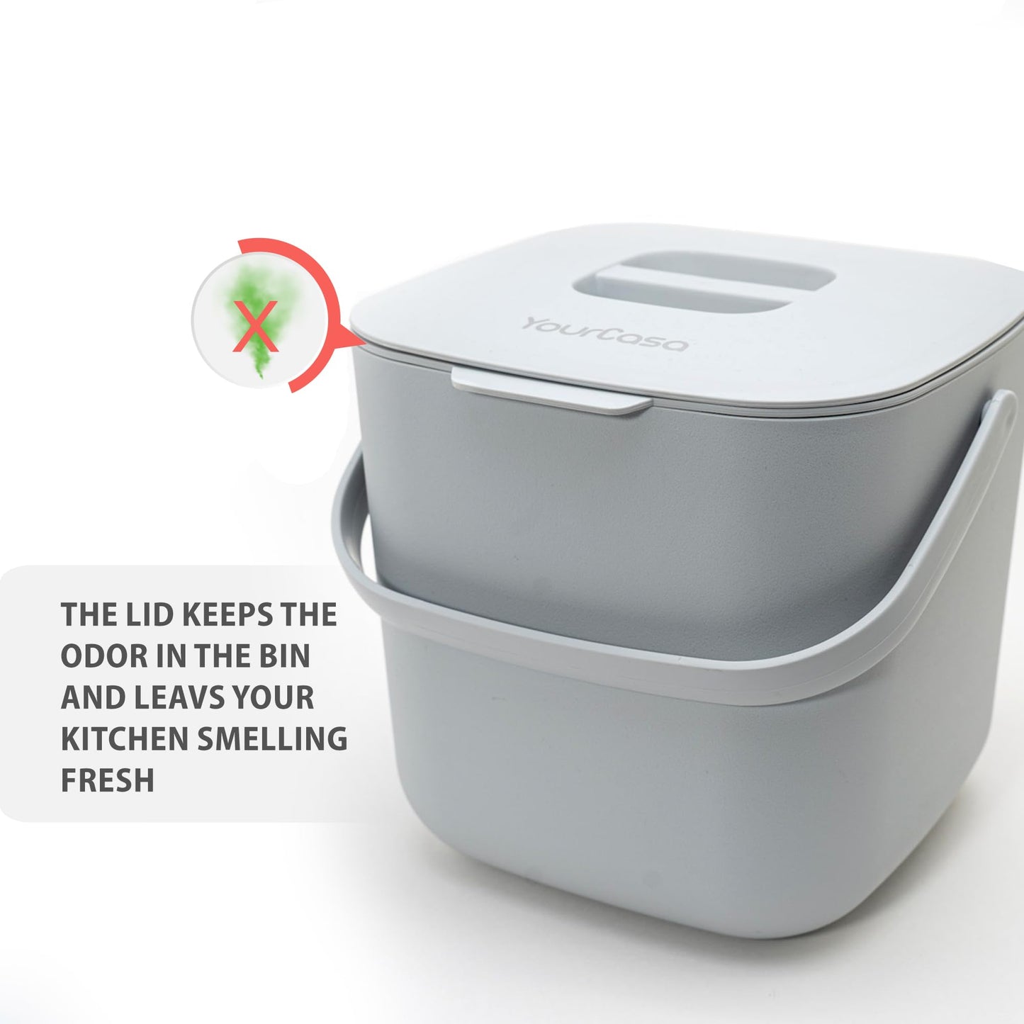YourCasa kitchen compost bin - 4L - for everyday organic waste - dishwasher safe - odor-proof - sieve - small bio bin with lid organic waste container bio bin (4L Gray)