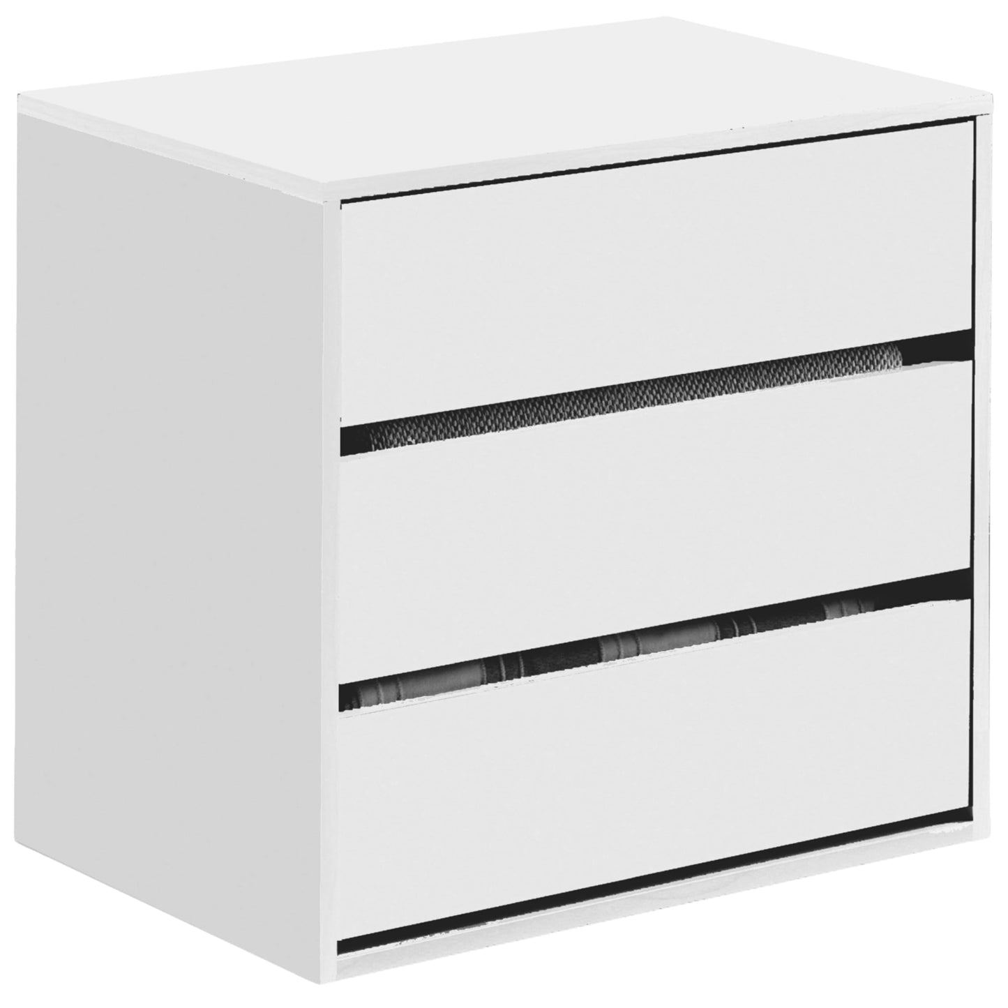Habitdesign chest of drawers with THREE drawers in matte white, dimensions: 60 cm (width) x 57 cm (height) x 44 cm (depth).