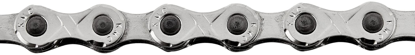 Bicycle chain, KMC bicycle chain, e10 Silver, 1/2" x 11/128", 122 links, 10-speed, silver