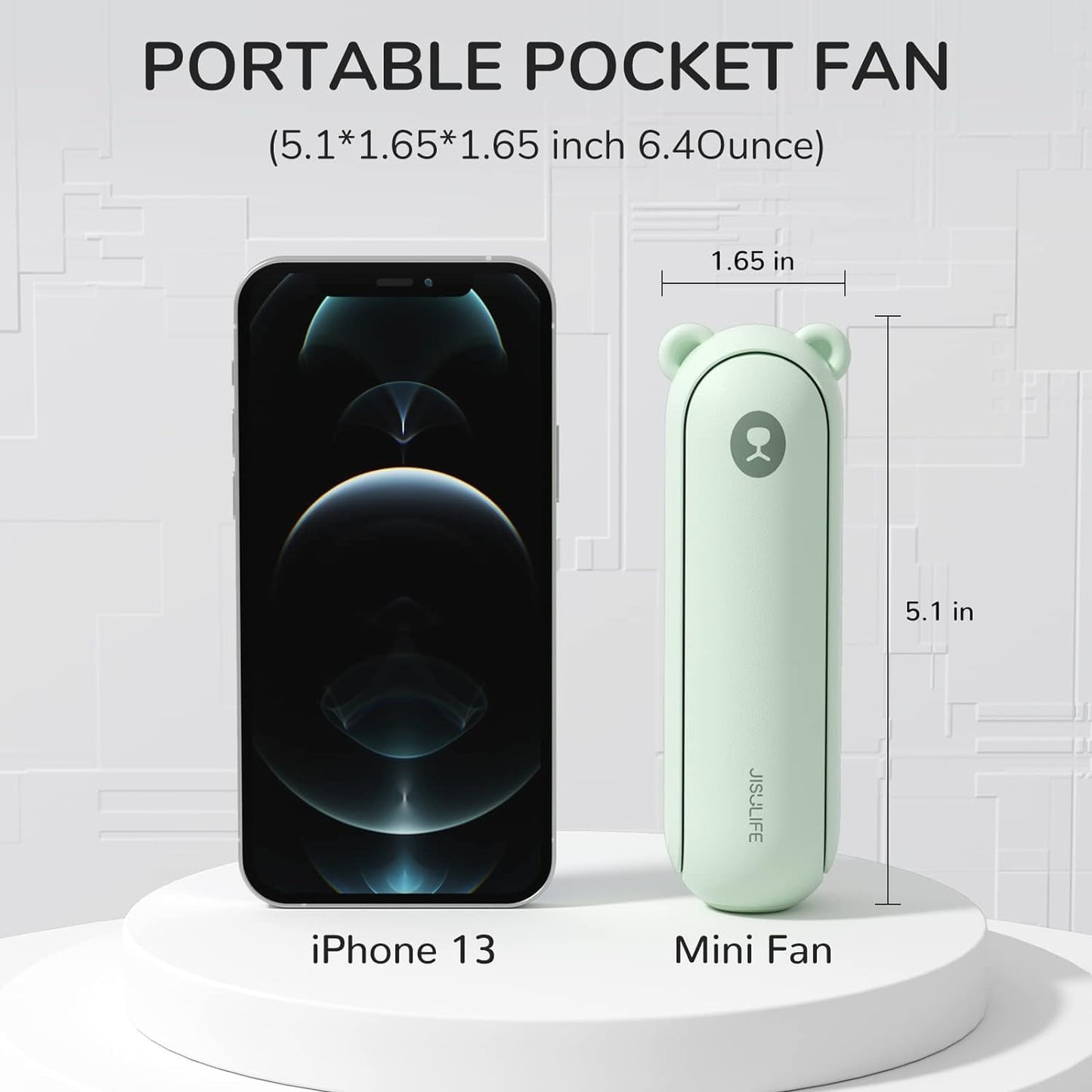 JISULIFE Handheld Fan Mini Fan 3 IN 1, with 4500 mAh Power Bank USB Battery Small, Battery Operated Max 37Hrs Runtime Portable Fan, Flashlight Function - Green