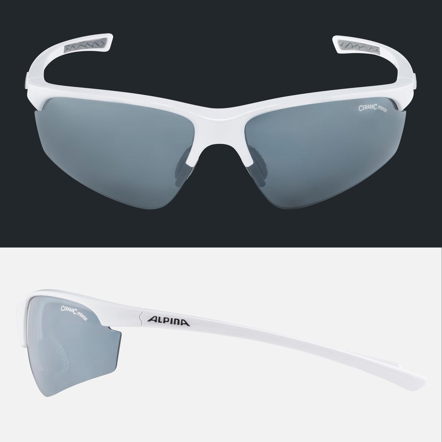 ALPINA TRI-EFFECT 2.0 - Individually adjustable, shatterproof interchangeable lenses sports and cycling glasses with 100% UV protection for adults, white gloss, One Size