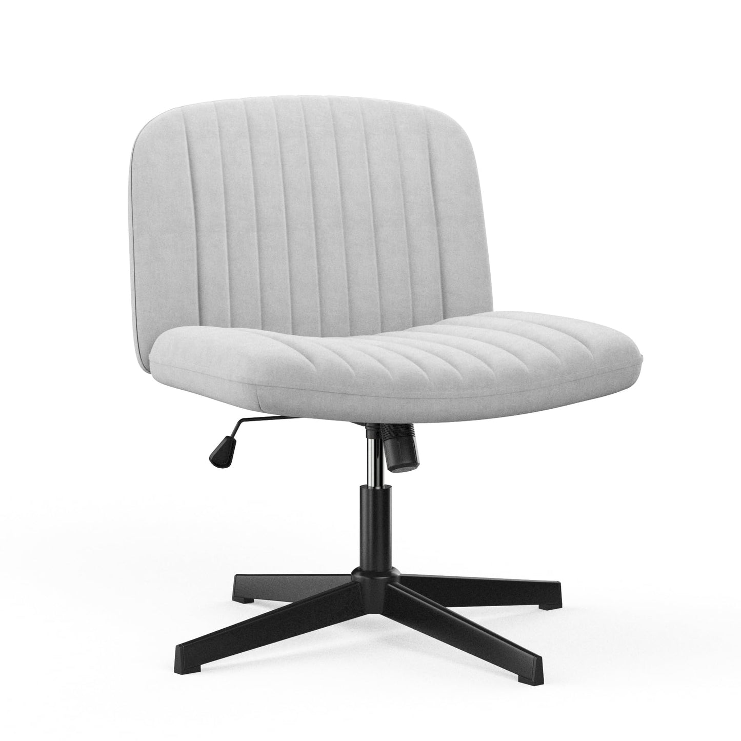 naspaluro office chair without armrests, desk chair with fabric cover, reading chair with wider cushion for sitting cross-legged, rocking function, height adjustable, 360° swivel chair for home, gray