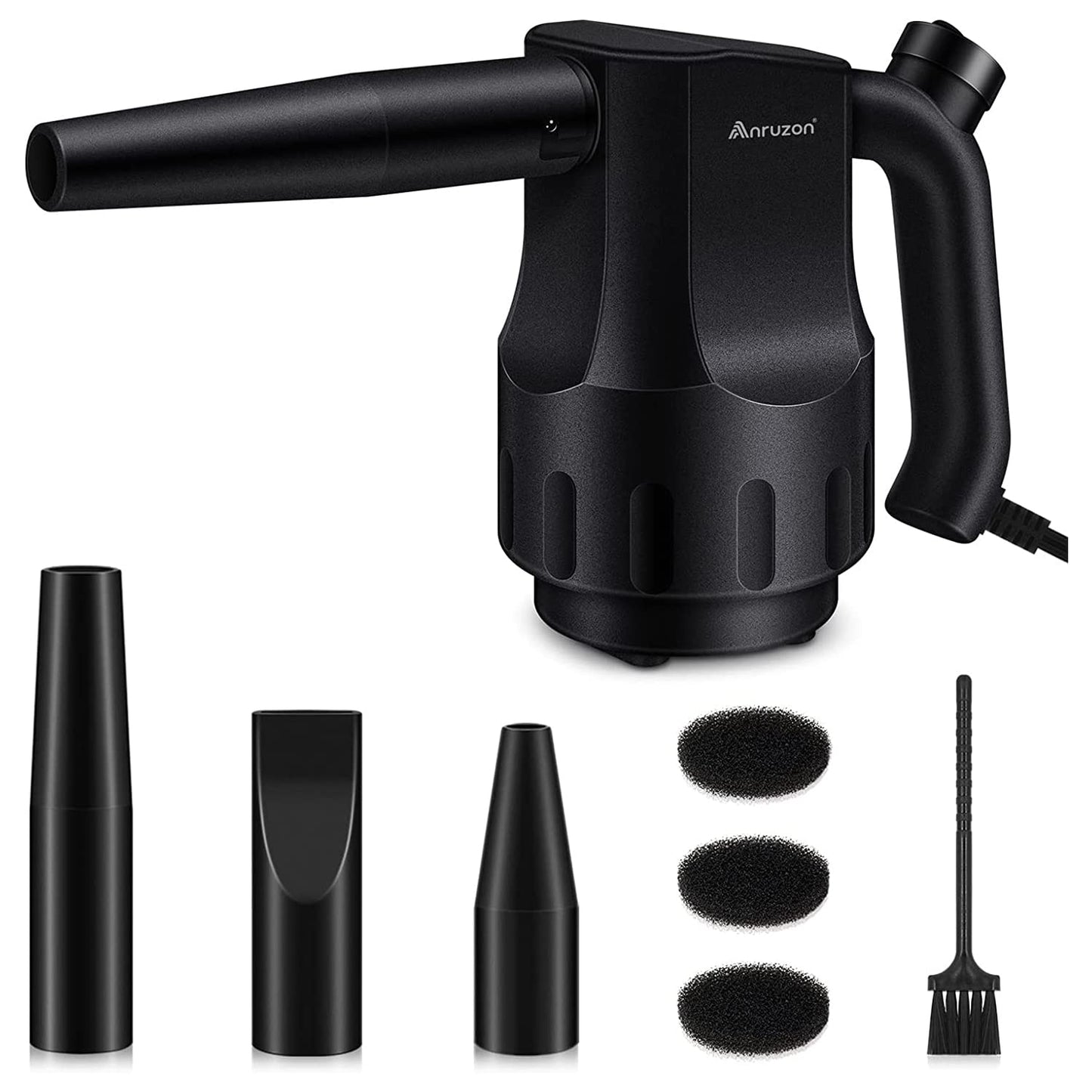 Anruzon Electric Dust Blower, Mini Air Duster with 3 Nozzles, 35000RPM, PC Cleaning Kit, Portable Cleaner for Laptop, Office Equipment, Household, Car, Keyboard.