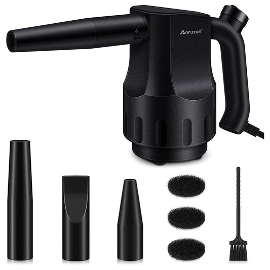 Anruzon Electric Dust Blower, Mini Air Duster with 3 Nozzles, 35000RPM, PC Cleaning Kit, Portable Cleaner for Laptop, Office Equipment, Household, Car, Keyboard.