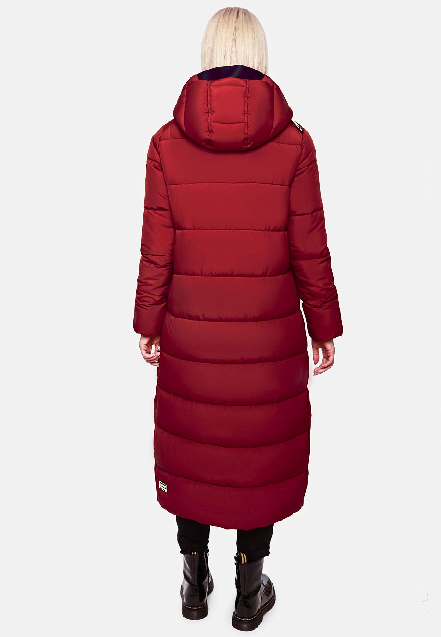 Navahoo women's winter coat Warm quilted coat long with detachable hood Isalie Dark Red size XS