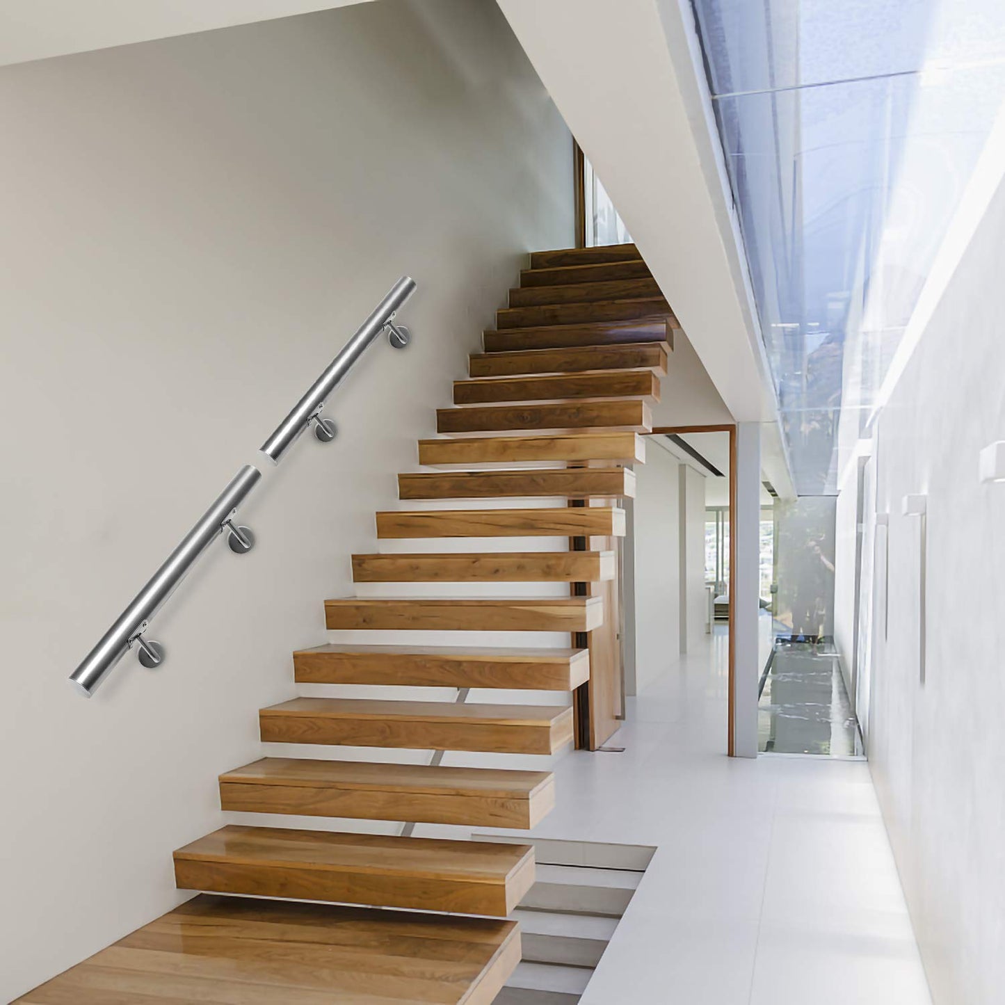 Ansobea handrail 180cm, stainless steel stair rail longer rail, for indoor and outdoor stairs, stair railing