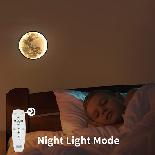 18W LED wall light for kids room with switch and plug, 3D moon wall lamp dimmable bedside lamp with cable night light with remote control bedroom wall lighting for interior decoration light