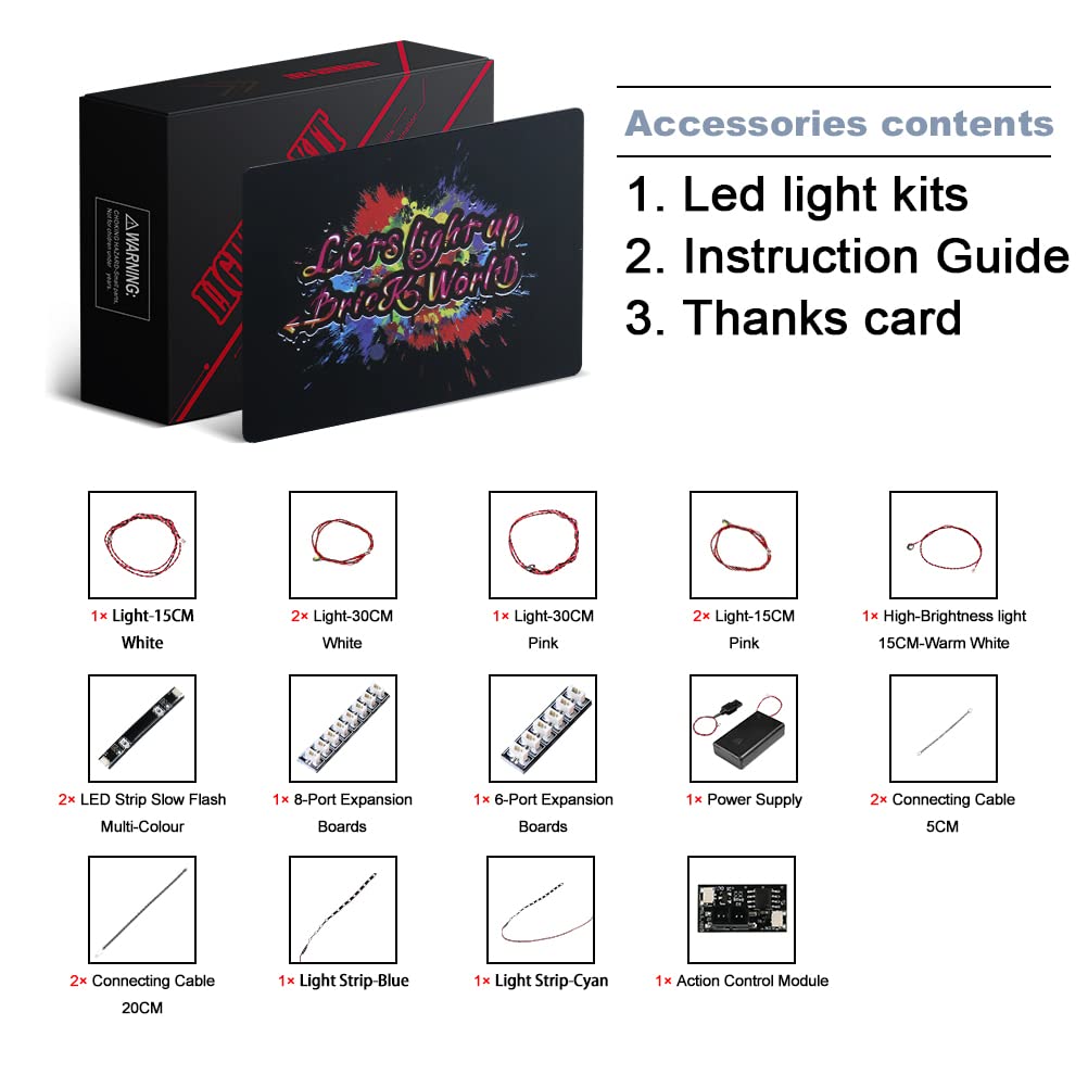 BrickBling light set compatible with Lego Orchid decoration LED light set, compatible with Lego 10311 Orchid Botanical Collection set (lights only, bricks not included) - light control version.