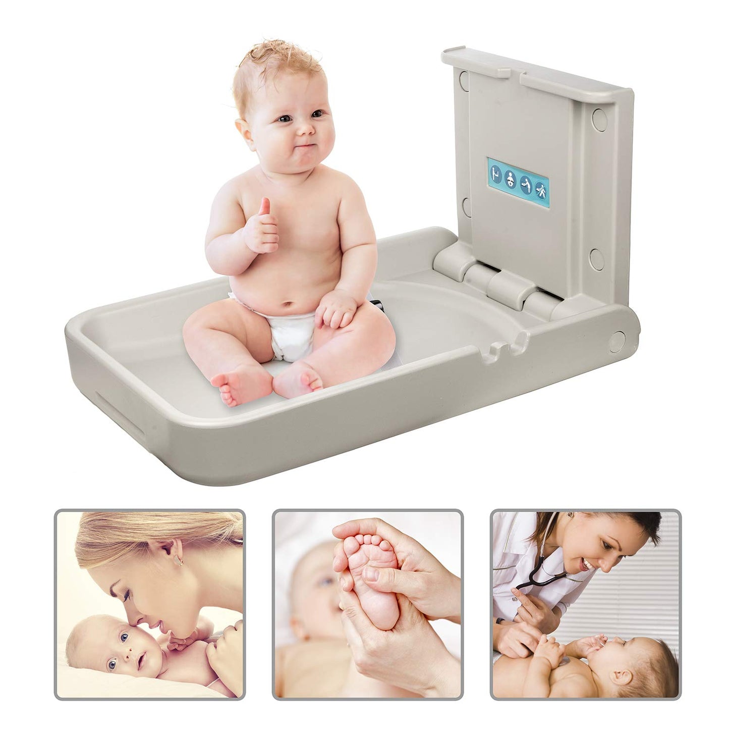 Modundry Baby Changing Table Safety Foldable Vertical Wall Mount for shopping malls, train stations, nursery, home