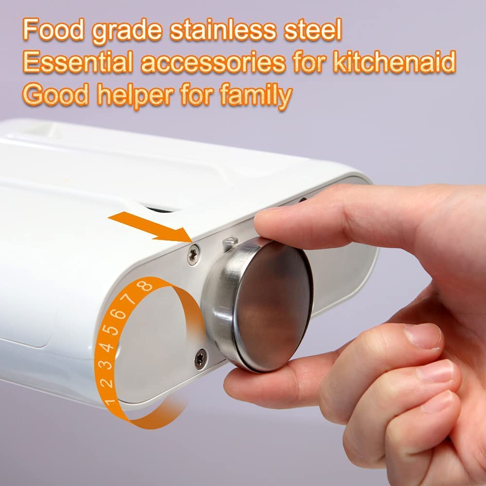 Pasta attachment for KitchenAid stand mixers. 3-in-1 set includes pasta roller, spaghetti cutter, and fettuccine cutter. Perfect accessory for making homemade pasta.