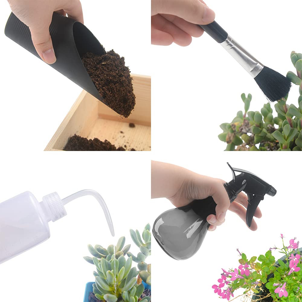 Secwell 25 Pieces Mini Plant Tool Set Succulent Plant Garden Tool With Waterproof Garden Mat Foldable Mini Garden Hand Tool Set for Succulents Potted Plant