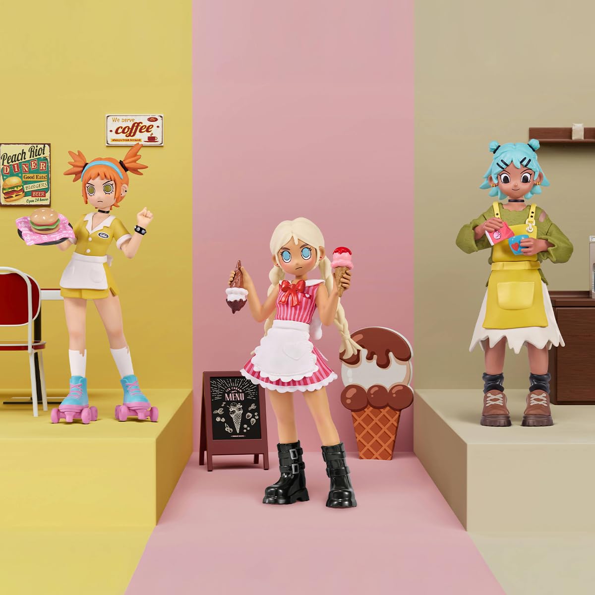 POP MART Peach Riot Rush Hour Series Figures Collectible Art Toys Action Figures Gift Whole Set