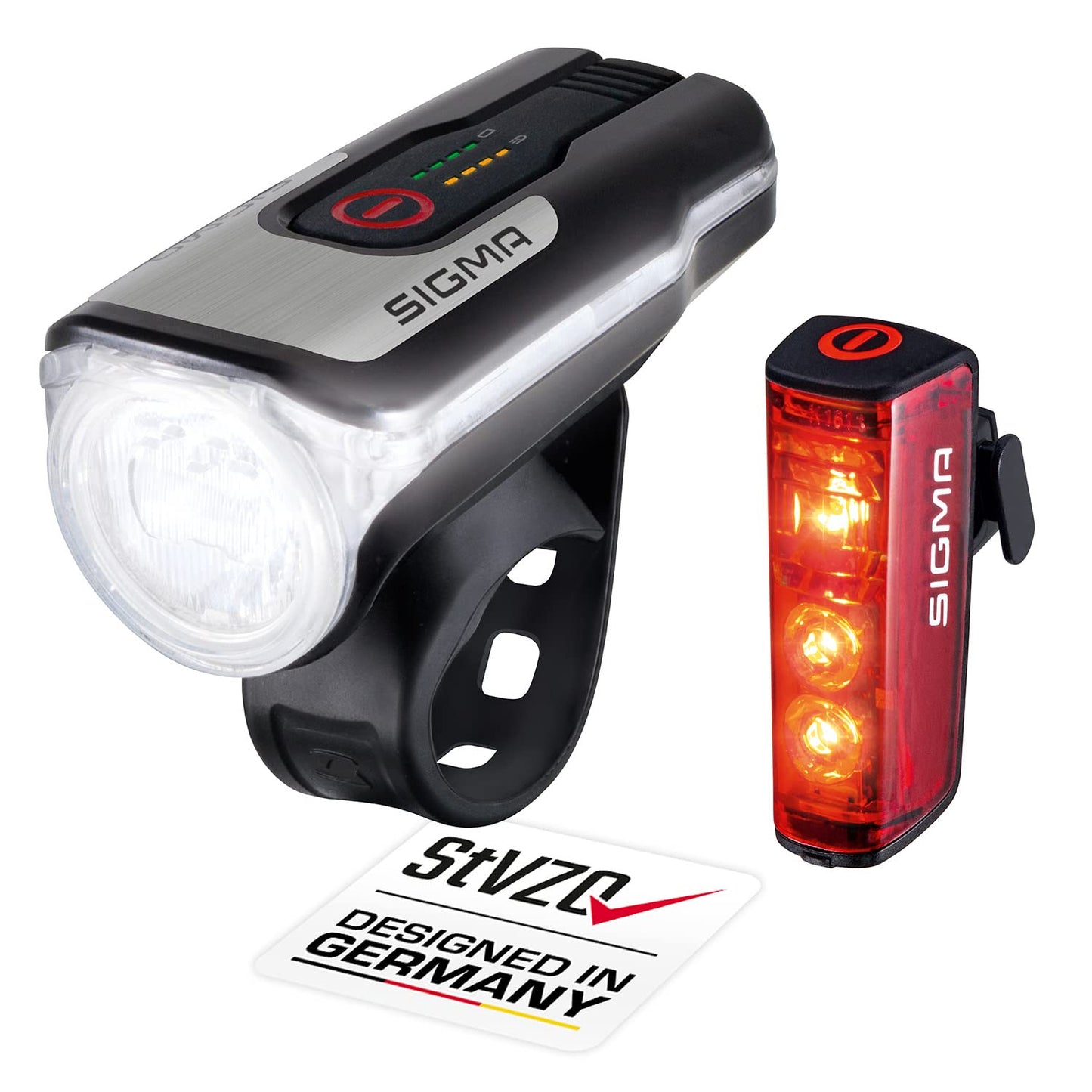 SIGMA SPORT - LED bike light set Aura 80 and Blaze - LED bike light set Aura 60 and Nugget II | StVZO approved, battery-powered front and rear light