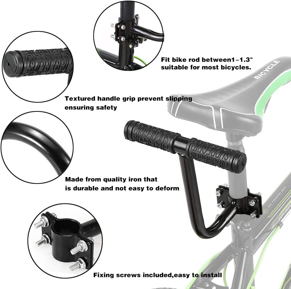 Auvstar Kids Safety Bicycle Rear Seat Accessory Set, Rear Seat Cushion Armrest Footrest Set for Girls/Boys/Children.
