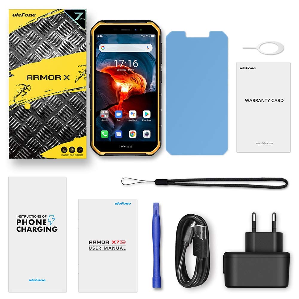 Ulefone Armor X7 PRO (2020), Android 10 Outdoor Smartphone Unlocked, Quad-Core 4GB+32GB, IP68 Rugged Phone 13 MP Underwater Photography, 4000mAh Battery, NFC/DUAL SIM/Face Unlock Orange