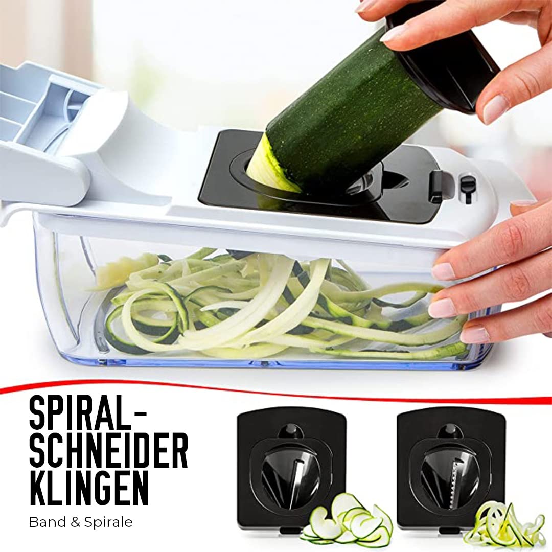 Vegetable slicer mandoline vegetable slicer cucumber slicer onion slicer potato slicer fruit slicer grater for vegetables and cheese julienne slicer (Deluxe All-in-1 White)