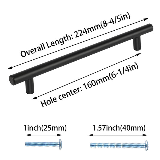 20 pieces of handles for kitchen cabinets Kitchen handles Black 160mm hole spacing Handles Black Furniture handles Cabinet handles Stainless steel Kitchen door handles Kitchen