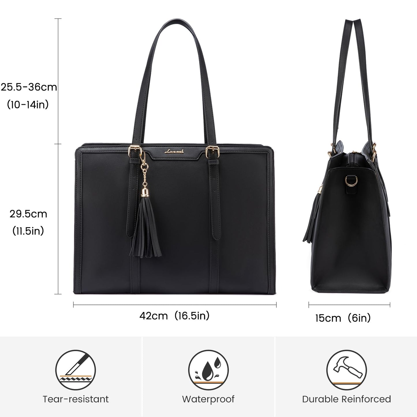 LOVEVOOK 15.6 Inch Laptop Bag Women Handbag Shoulder Crossbody Bag Leather Tote Bag Large Shopper Bag Elegant Shoulder Bag Briefcase Work Bag Teacher Bag for Office