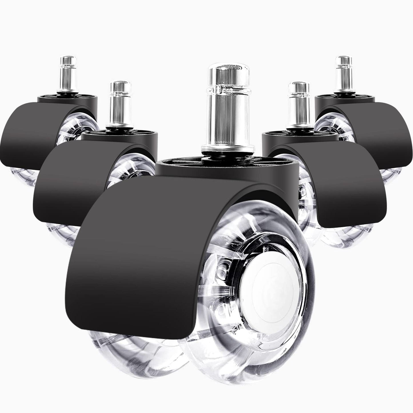 Office chair wheels set of 5, wheels for office chairs 11mm x 22mm replacement wheels for office chair hard floor casters for office chair base desk chair rubber wheels wheels for floors