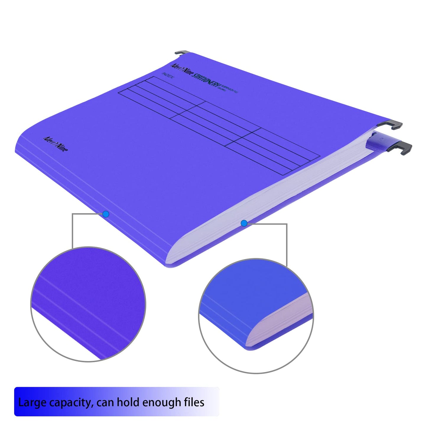 MerryNine A4 hanging file folders made of polypropylene, with tabs and card inserts, for school, home, work, office, organization (1, purple)